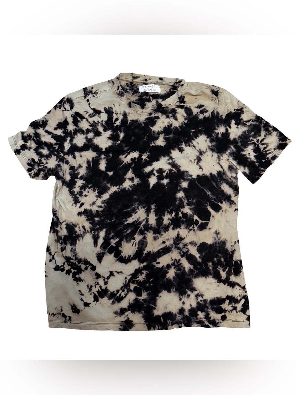 Handmade Unisex Black & White Reverse Tie-Dye  T-Shirt. Regular Fit Size Large.